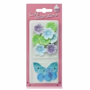 Suhkrulilled mix 8tk +vahvliliblikad sinised 4tk